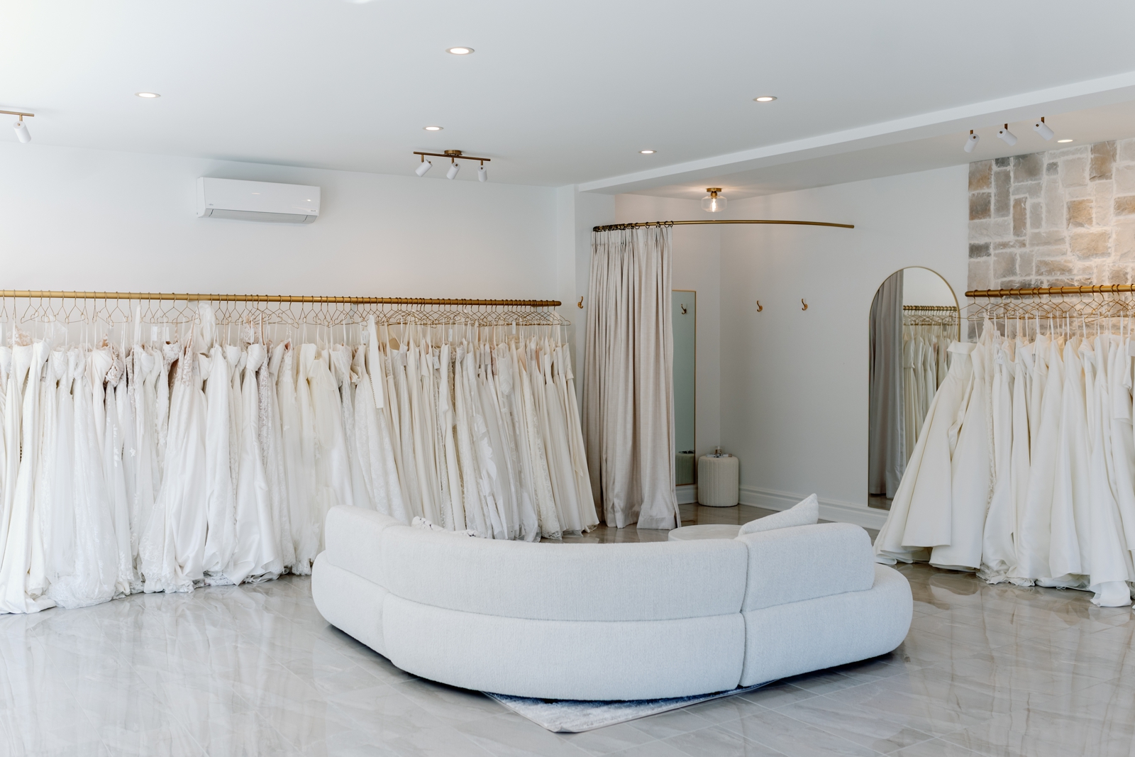 Photo of the inside of Tilted Veil East wedding dress shop in Halifax, Nova Scotia, Canada