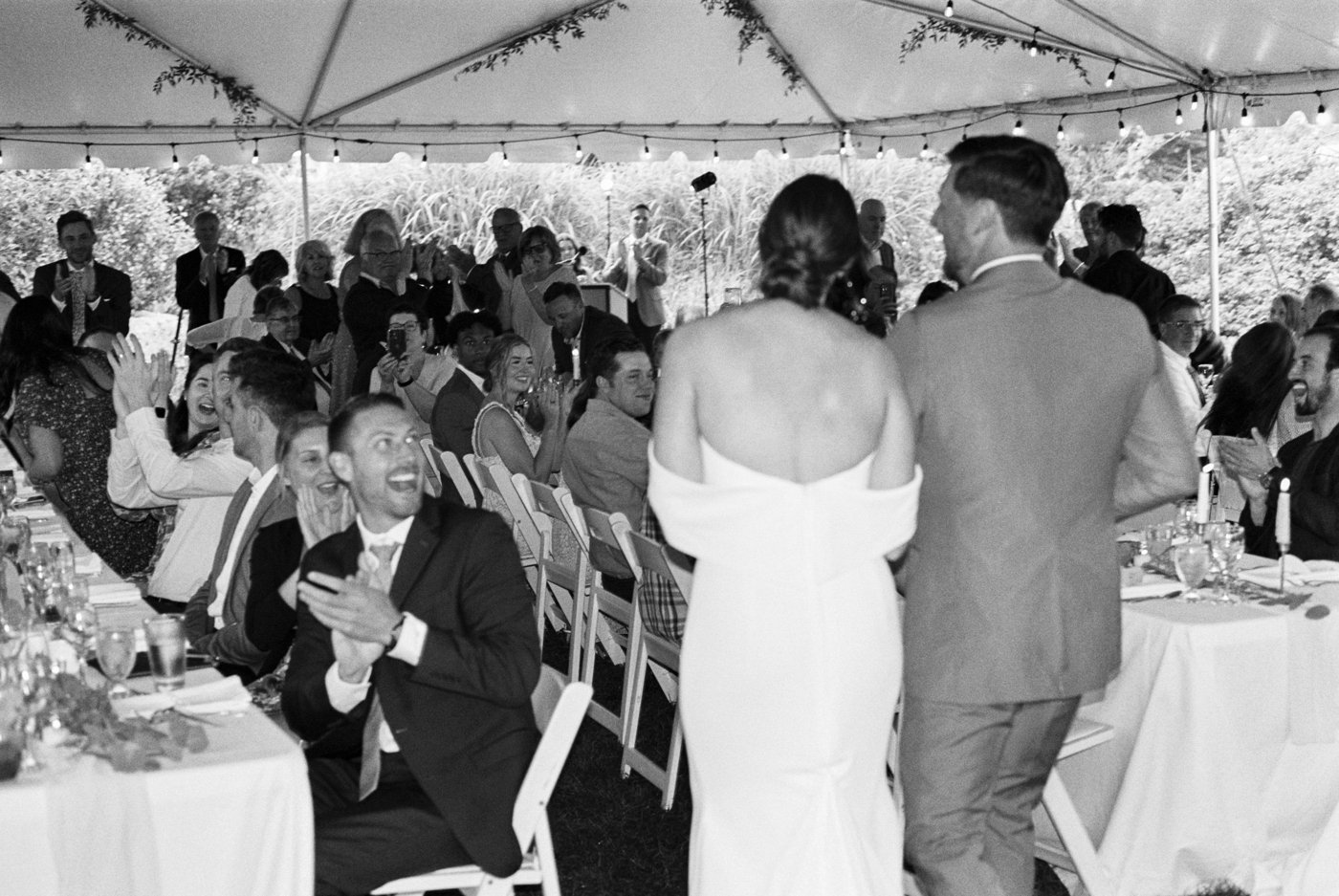 Tented wedding reception at Oceanstone Resort