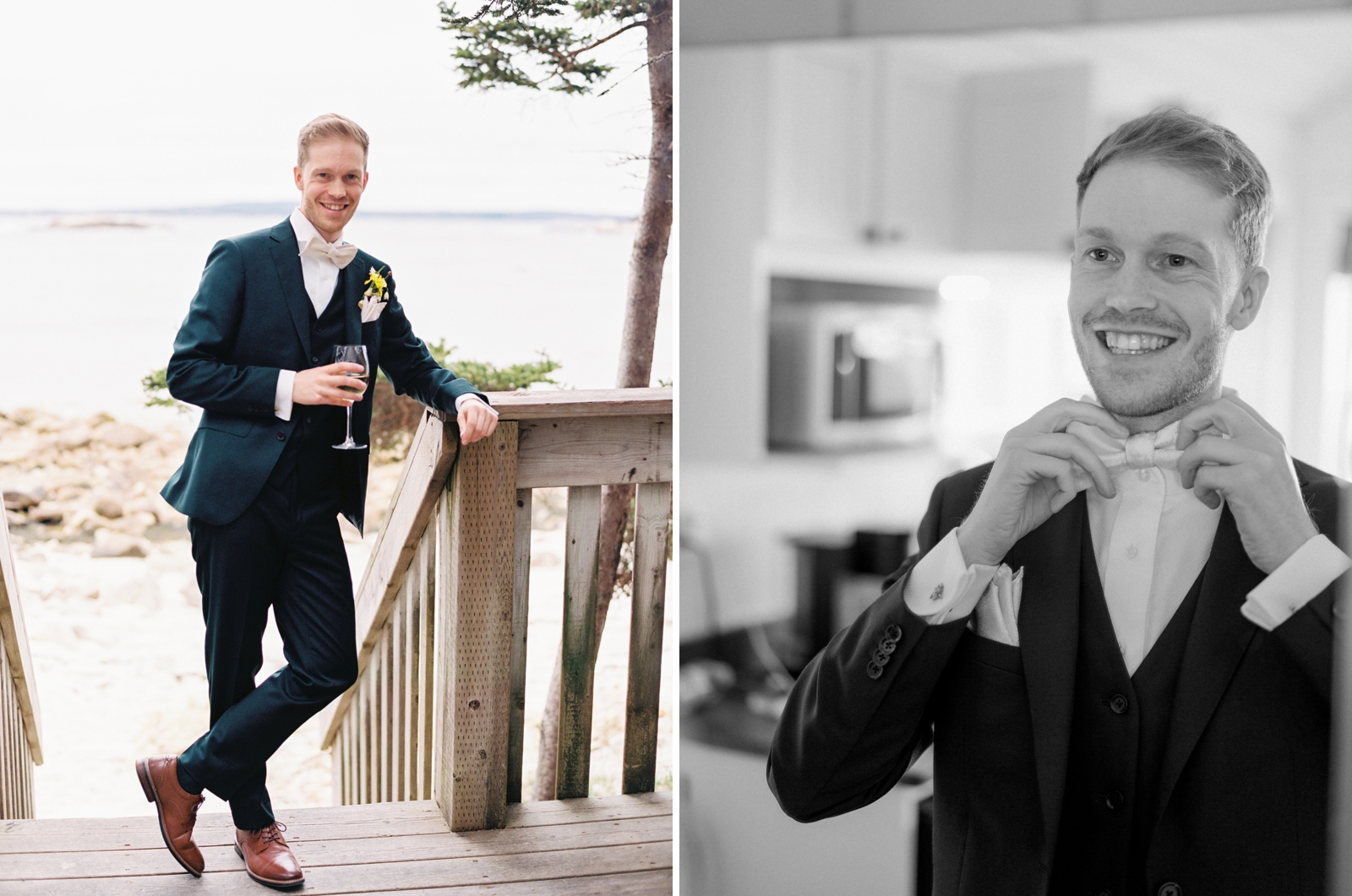 A groom prepares for his wedding at Oceanstone Seaside Resort. 
